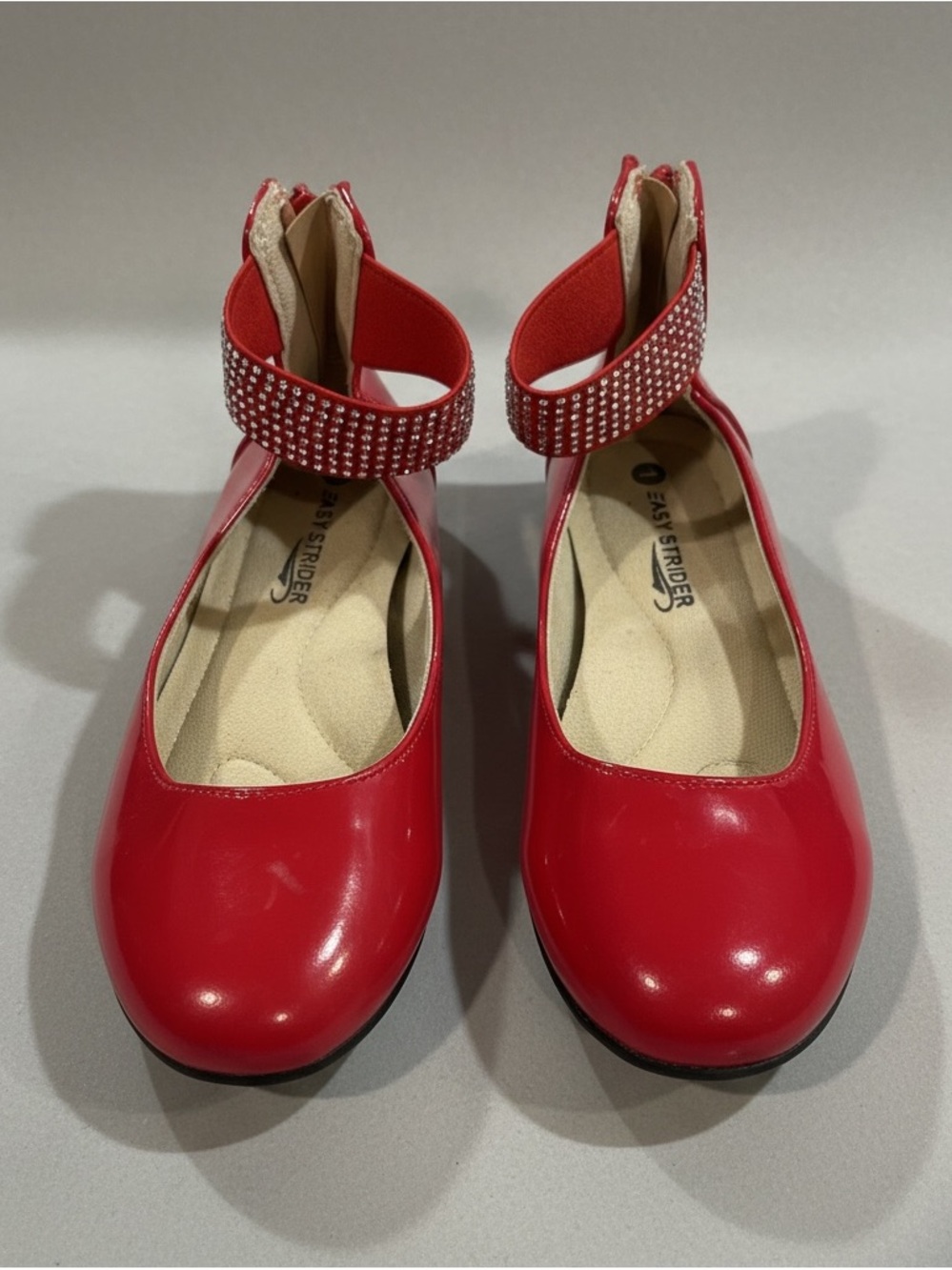 Red Patent Leather Ankle-Strap Flats - Easy Strider